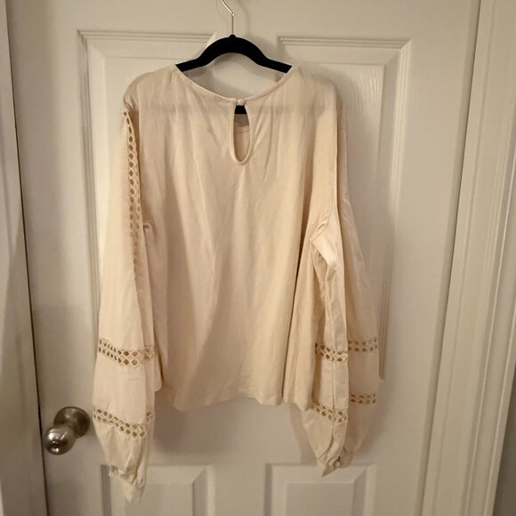 Banana Republic Cream Medium Long Sleeve Blouse Top with Eyelet Detail - Picture 7 of 8
